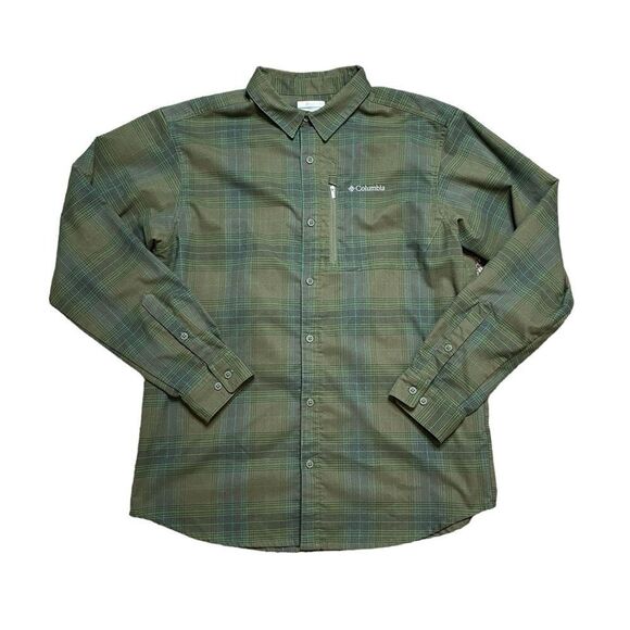 COLUMBIA Long Sleeve Plaid Button Down Shirt Green Size Large - Picture 1 of 7